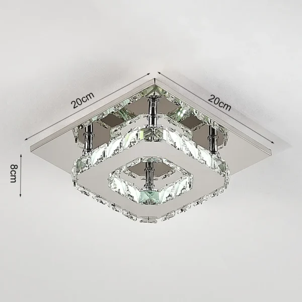 Single-Tier Crystal Ceiling Light 12W LED Cool White Polished Chrome, Semi-Flush Mount for Low Ceilings 20x20x8cm - Image 6