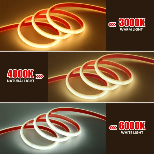 220V COB LED Strip Light 10cm Cuttable Waterproof LED Ribbon Flexible Tape with EU Plug 0.5m-30m White Warm White Natural White - Image 2