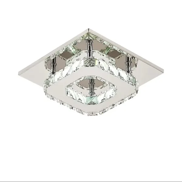 Single-Tier Crystal Ceiling Light 12W LED Cool White Polished Chrome, Semi-Flush Mount for Low Ceilings 20x20x8cm - Image 5