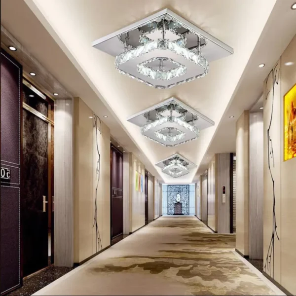 Single-Tier Crystal Ceiling Light 12W LED Cool White Polished Chrome, Semi-Flush Mount for Low Ceilings 20x20x8cm - Image 3