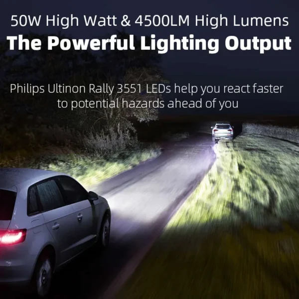 Philips Ultinon Rally 3551 LED H4 H7 H11 HB3/4 H18 H19 HIR2 Car Headlight 6500K - Image 4